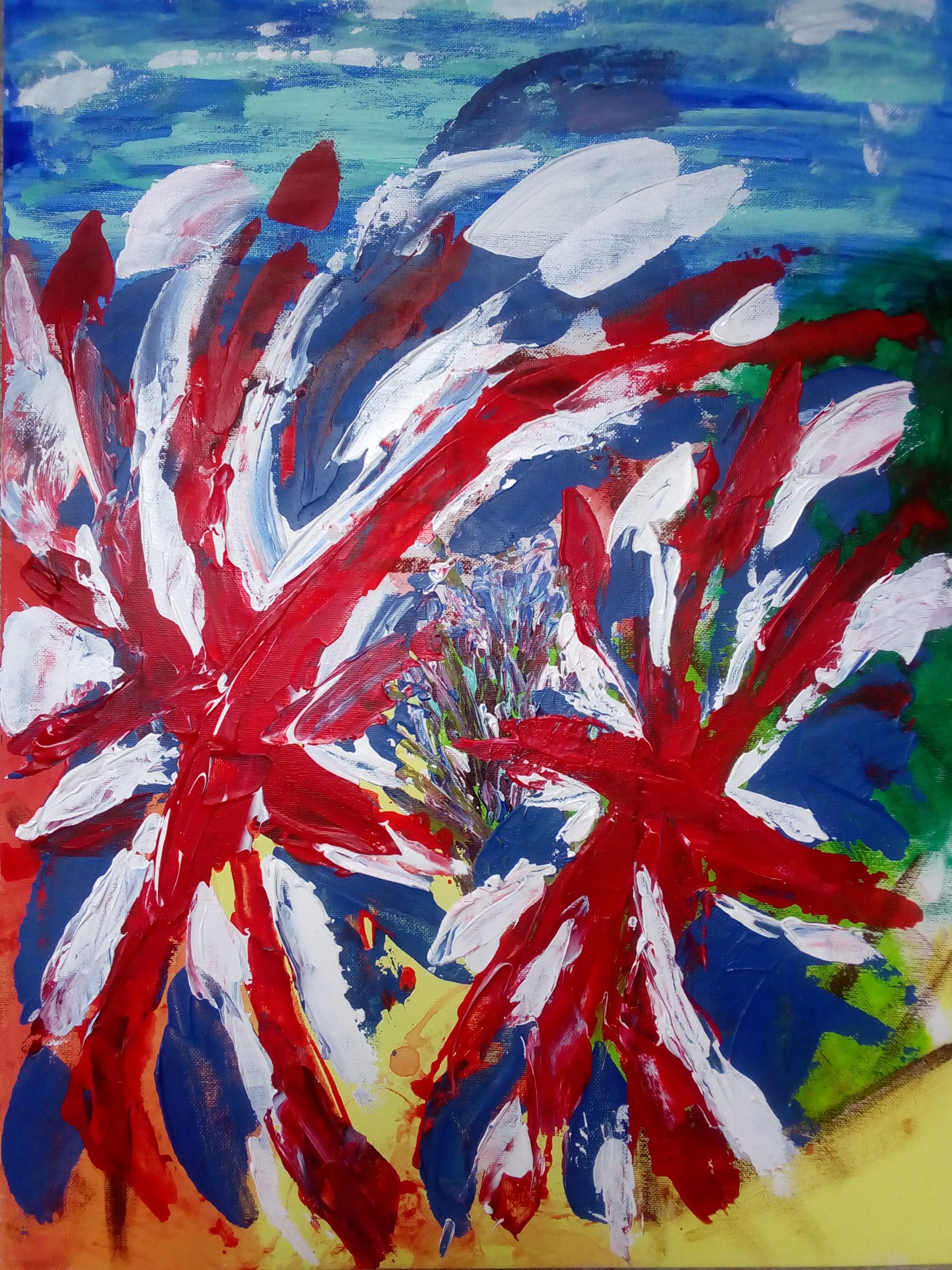 A painting of VE Day flags by Patrick